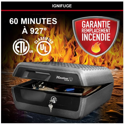 Mallette de sécurité Anti Feu Ignifugé et Étanche -Serrure à Clé - Format L