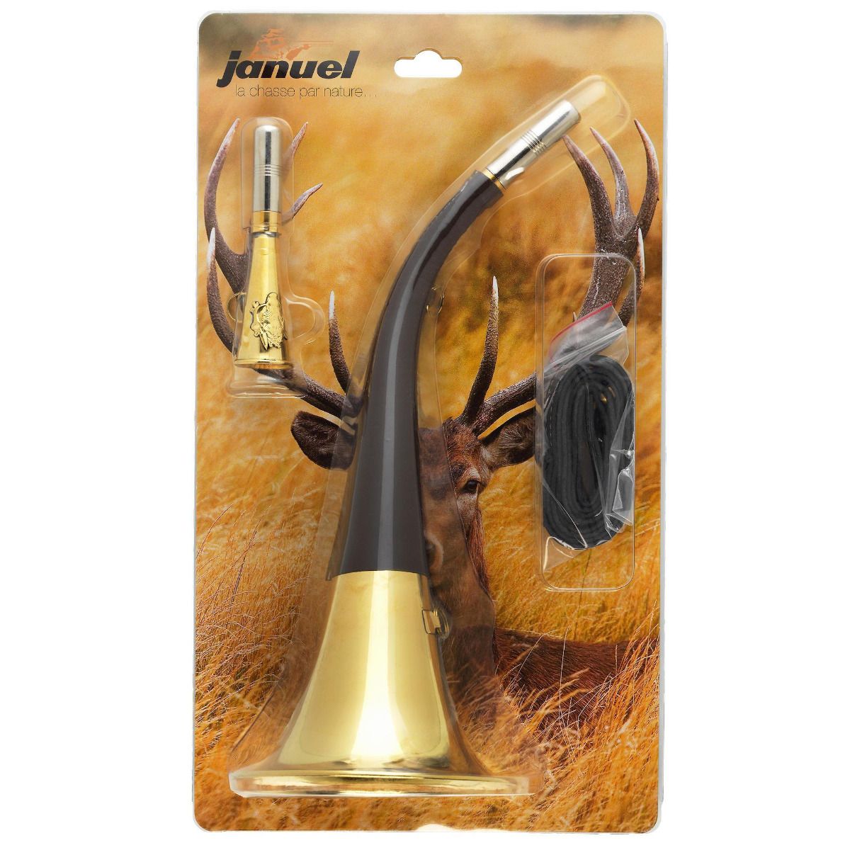 CORNE À PAVILLON JANUEL DE 40CM AVEC BRETELLE - AVEC CORNE DE 13CM